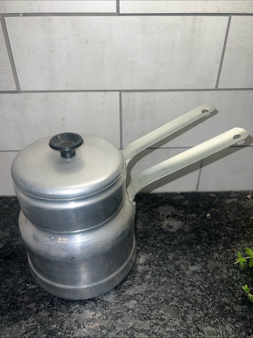 Comet Aluminum Double Boiler Saucepan with Lid - Stovetop Silver. Exc condition